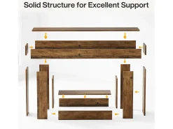 Console de mesa com 160 cm de comprimento, mesa de entrada com 2 andares, mesa baixa com espaço de armazenamento