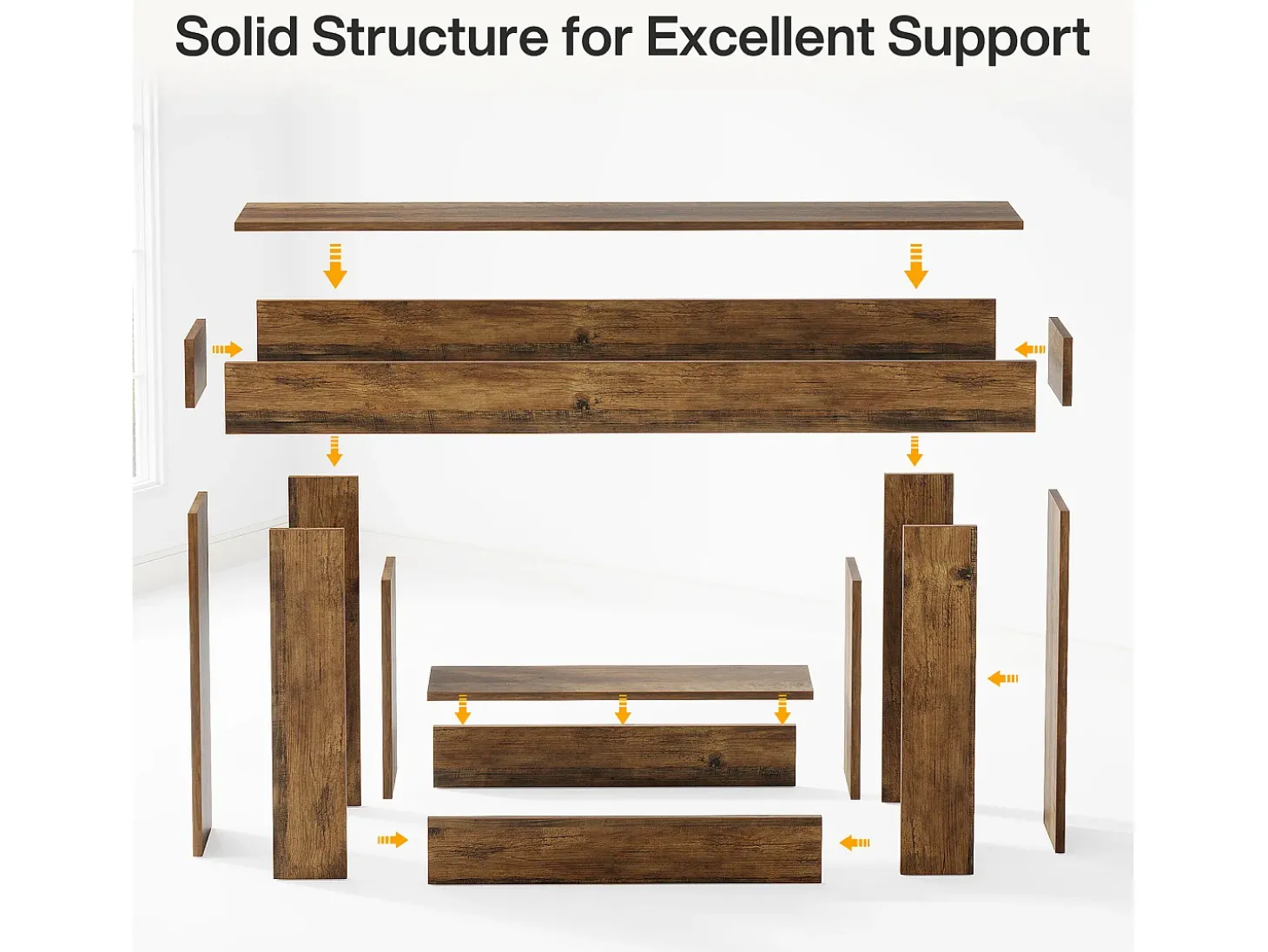 Console de mesa com 160 cm de comprimento, mesa de entrada com 2 andares, mesa baixa com espaço de armazenamento