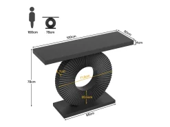 Console de mesa moderna com base geométrica, mesa de entrada em madeira de 100 cm