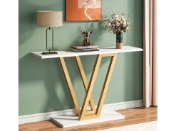 Console Móvel, Console de Entrada de Corredor Industrial, Mesas de Entrada de 110 cm Mesa de Sofá Estreita para Sala
