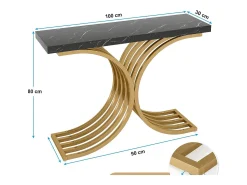 Console Móvel, Mesa Console Branca Móvel, 100 x 30 x 80 cm Pequena Mesa de Apresentação (Preta)