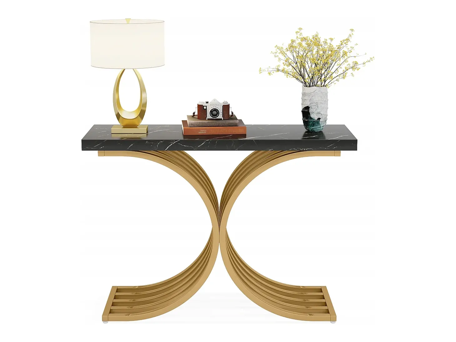 Console Móvel, Mesa Console Branca Móvel, 100 x 30 x 80 cm Pequena Mesa de Apresentação (Preta)