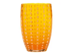 Copo Zafferano Perle Laranja - Vidro soprado colorido, 32 cl, feito à mão - Conjunto de 2 copos artesanais para água ou coquetéis