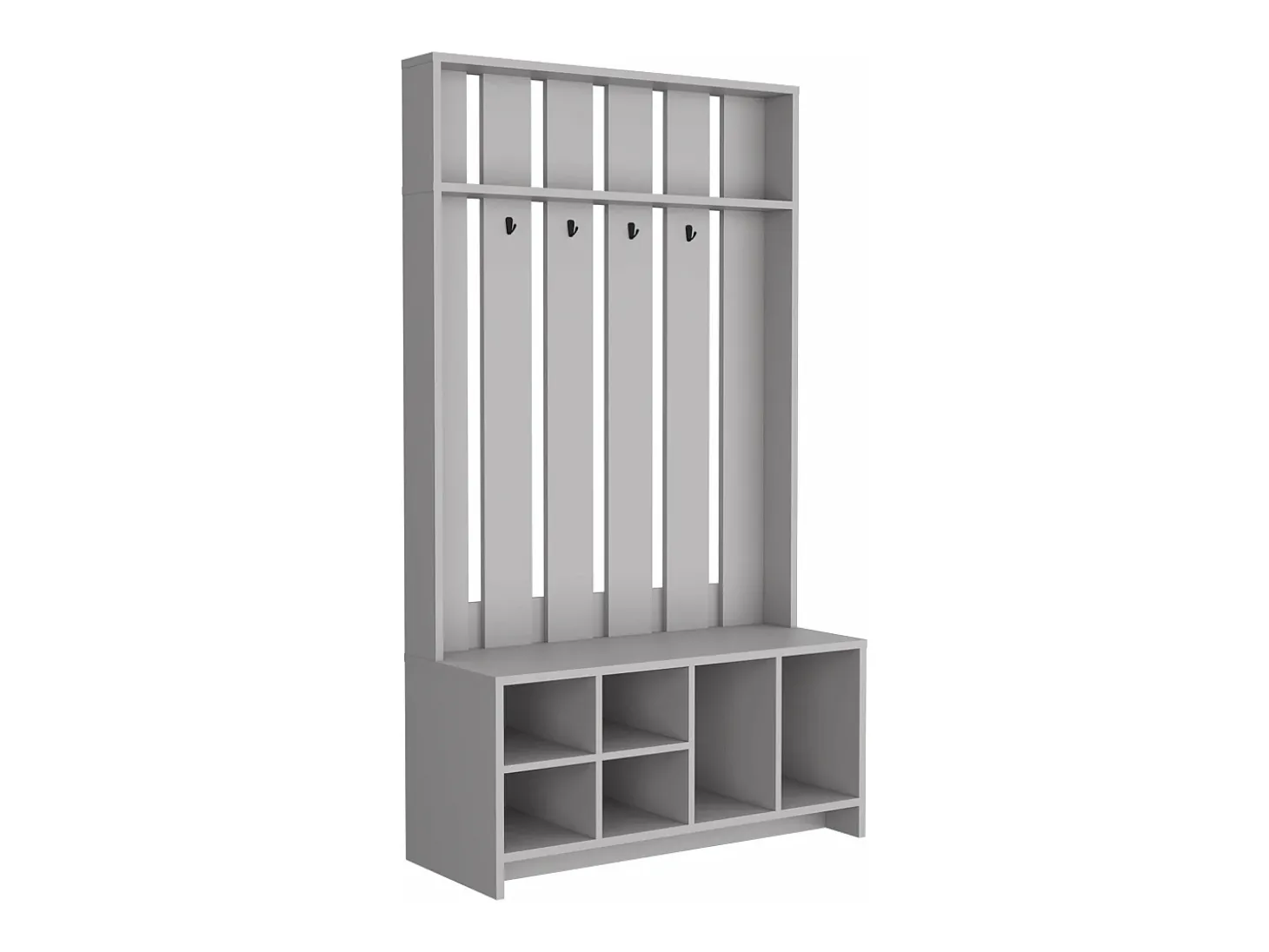 Corredor de tulcan em melamina com 8 prateleiras e 4 ganchos para pendurar roupa , Cinzento , 172,6 cm X 96,8 cm X 39,3 cm