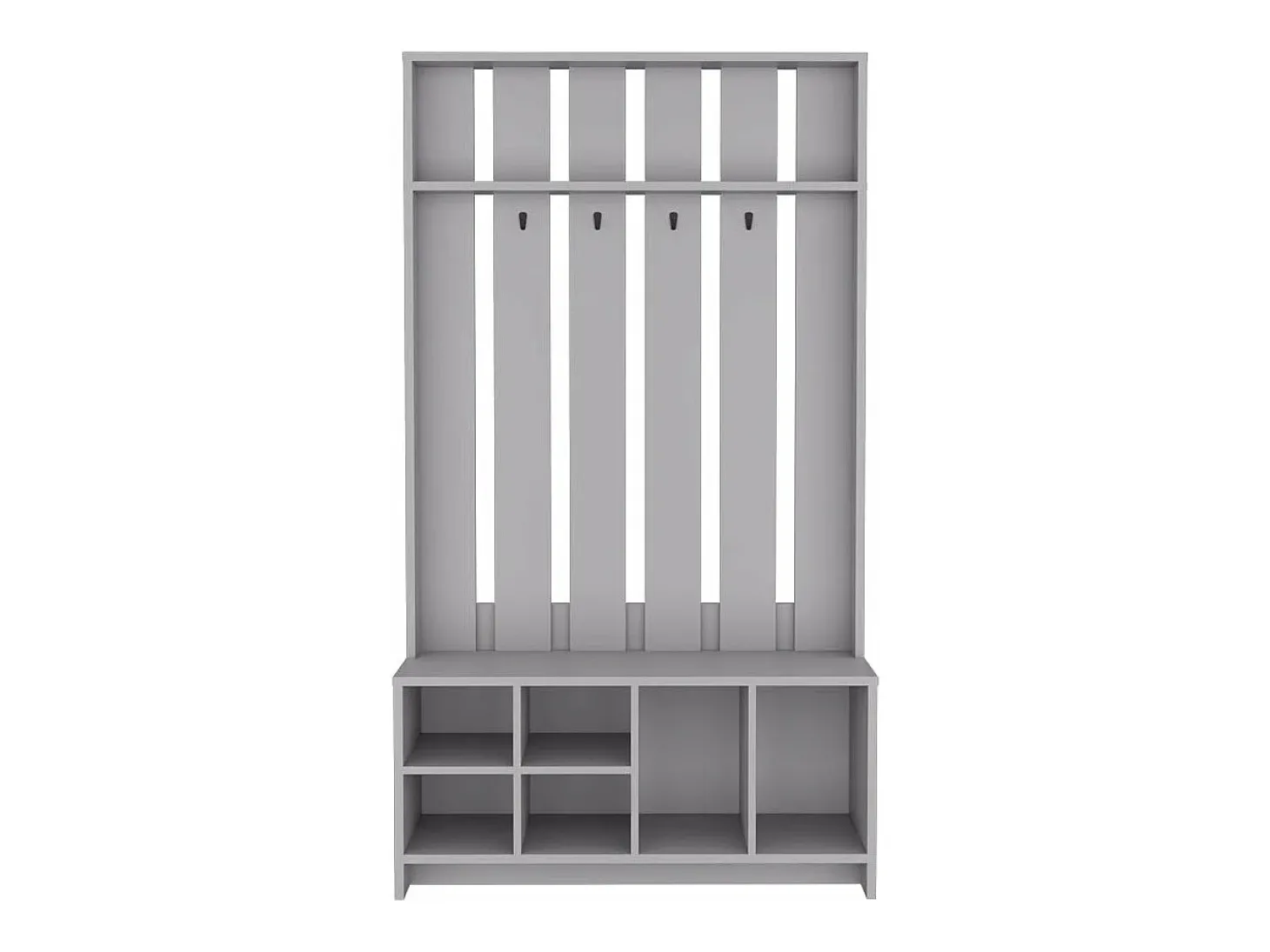 Corredor de tulcan em melamina com 8 prateleiras e 4 ganchos para pendurar roupa , Cinzento , 172,6 cm X 96,8 cm X 39,3 cm