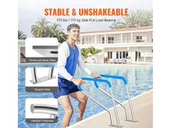 Corrimão de Piscina, SucceBuy 99×81 cm Corrimão de Piscina em Aço Inoxidável para Spas e Piscinas