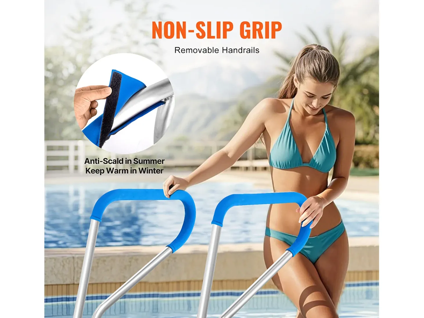 Corrimão de Piscina, SucceBuy 99×81 cm Corrimão de Piscina em Aço Inoxidável para Spas e Piscinas