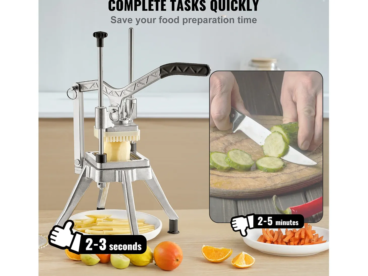 Cortador de Batatas, SucceBuy Cortador de Legumes de 0,64 cm, Fatiador e Picador de Fruta Comercial
