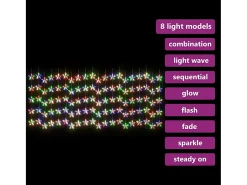 Cortina de iluminação c/ estrelas 500 LEDs 8 funções colorido