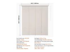 Cortina de Painéis SucceBuy em Trilho Extensível, 116-218 cm de Largura, Painel Japonês Vertical Ajustável até 243 cm de Altura, Castanho Claro