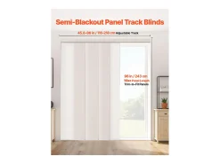 Cortina de Painéis SucceBuy em Trilho Extensível, 116-218 cm de Largura, Painel Japonês Vertical Ajustável até 243 cm de Altura, Castanho Claro