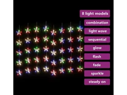 Cortina iluminação c/ estrelas 200 LEDs 8 funções colorido
