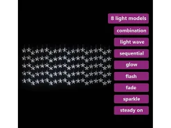 Cortina iluminação c/ estrelas 500 LEDs 8 funções branco frio