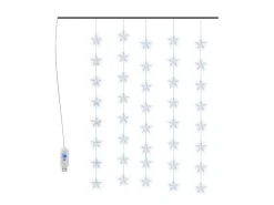 Cortina iluminação c/ estrelas 200 LEDs 8 funções branco frio