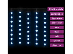 Cortina iluminação c/ estrelas 200 LEDs 8 funções azul