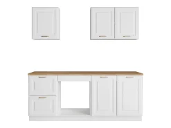 Cozinha completa - Com bancada de 200 cm - Branca e natural - CELOMIA