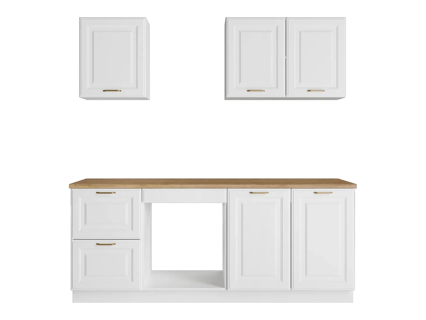 Cozinha completa - Com bancada de 200 cm - Branca e natural - CELOMIA