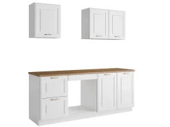 Cozinha completa - Com bancada de 200 cm - Branca e natural - CELOMIA