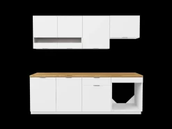 Cozinha completa - Com bancada 200 cm - Branco e Natural - CARMEO