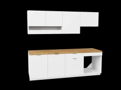 Cozinha completa - Com bancada 200 cm - Branco e Natural - CARMEO