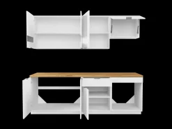 Cozinha completa - Com bancada 200 cm - Branco e Natural - CARMEO