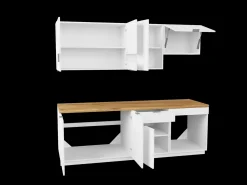 Cozinha completa - Com bancada 200 cm - Branco e Natural - CARMEO