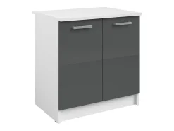 Cozinha completa - Com bancada de trabalho 240 cm - Cinza brilhante e Branco - TRATTORIA