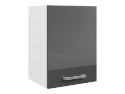Cozinha completa - Com bancada de trabalho 240 cm - Cinza brilhante e Branco - TRATTORIA