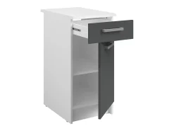 Cozinha completa - Com bancada de trabalho 240 cm - Cinza brilhante e Branco - TRATTORIA