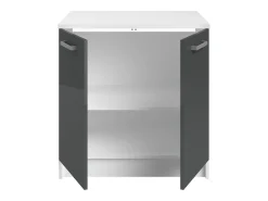 Cozinha completa - Com bancada de trabalho 240 cm - Cinza brilhante e Branco - TRATTORIA