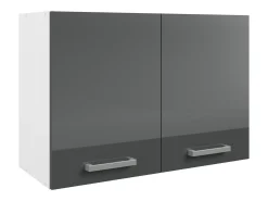 Cozinha completa - Com bancada de trabalho 240 cm - Cinza brilhante e Branco - TRATTORIA