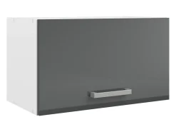 Cozinha completa - Com bancada de trabalho 240 cm - Cinza brilhante e Branco - TRATTORIA