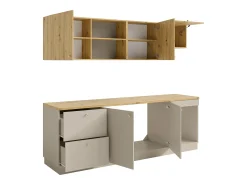Cozinha completa - Com bancada de trabalho 242 cm - Bege e Natural claro - YORINA