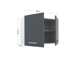 Cozinha completa - Com tampo de trabalho C180 cm - Cinza brilhante e Branco - TRATTORIA