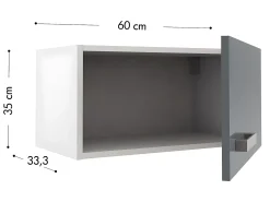 Cozinha completa - Com tampo de trabalho C180 cm - Cinza brilhante e Branco - TRATTORIA