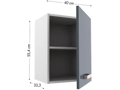 Cozinha completa - Com tampo de trabalho C180 cm - Cinza brilhante e Branco - TRATTORIA
