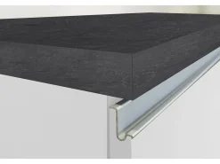 Cozinha completa Dcastill, Conjunto com despensa, Armário de cozinha, Kit de bloco linear, 100% Fabricado em Itália, 255x60h85 cm, Branco brilhante e ardósia