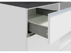 Cozinha completa Dcastill, Conjunto com despensa, Armário de cozinha, Kit de bloco linear, 100% Fabricado em Itália, 255x60h85 cm, Branco brilhante e ardósia