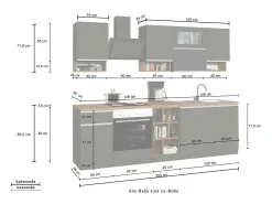 Cozinha completa Dceccaron, Conjunto com despensa, Armário de cozinha, Kit de bloco linear, 100% Fabricado em Itália, 255x60h85 cm, Branco brilhante e ardósia