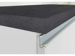 Cozinha completa Dceccaron, Conjunto com despensa, Armário de cozinha, Kit de bloco linear, 100% Fabricado em Itália, 255x60h85 cm, Branco brilhante e ardósia