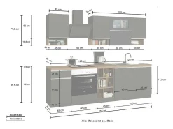 Cozinha completa Dceccaron, Conjunto com despensa, Armário de cozinha, Kit de bloco linear, 100% Fabricado em Itália, 255x60h85 cm, Antracite e Carvalho