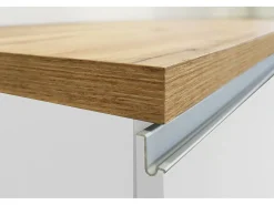 Cozinha completa Dceccaron, Conjunto com despensa, Armário de cozinha, Kit de bloco linear, 100% Fabricado em Itália, 255x60h85 cm, Branco brilhante e carvalho