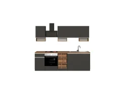 Cozinha completa Dcelient, Conjunto com despensa, Armário de cozinha, Kit de bloco linear, 100% Fabricado em Itália, 255x60h85 cm, Antracite e Ardósia
