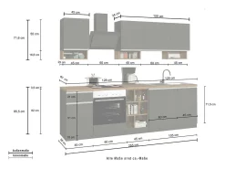 Cozinha completa Dcelient, Conjunto com despensa, Armário de cozinha, Kit de bloco linear, 100% Fabricado em Itália, 255x60h85 cm, Antracite e Ardósia