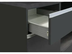 Cozinha completa Dcelient, Conjunto com despensa, Armário de cozinha, Kit de bloco linear, 100% Fabricado em Itália, 255x60h85 cm, Antracite e Ardósia