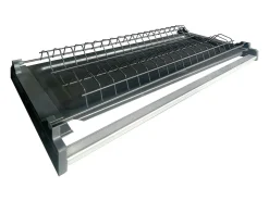 Cozinha completa Dcelient, Conjunto com despensa, Armário de cozinha, Kit de bloco linear, 100% Fabricado em Itália, 255x60h85 cm, Branco brilhante e carvalho
