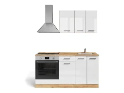 Cozinha individual branco alto brilho/carvalho goldkraft 160x46x81.6 r-line