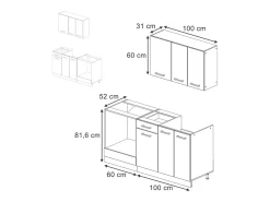 Cozinha individual branco alto brilho/carvalho goldkraft 160x46x81.6 r-line