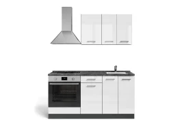 Cozinha individual branco alto brilho/antracite 160x46x81.6 r-line