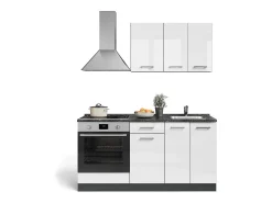 Cozinha individual branco alto brilho/antracite 160x46x81.6 r-line